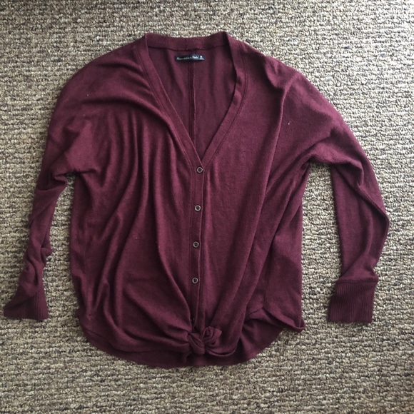 Abercrombie Burgundy Tie Front Top - Picture 2 of 4